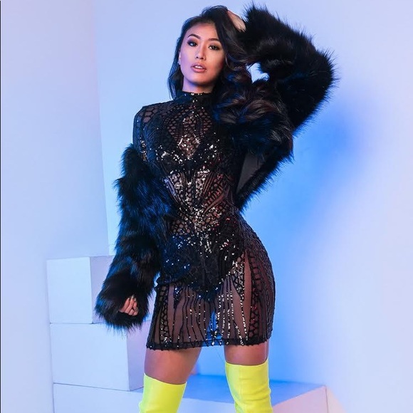 AKIRA Dresses & Skirts - AKIRA BLACK SEE THROUGH SEQUIN DRESS